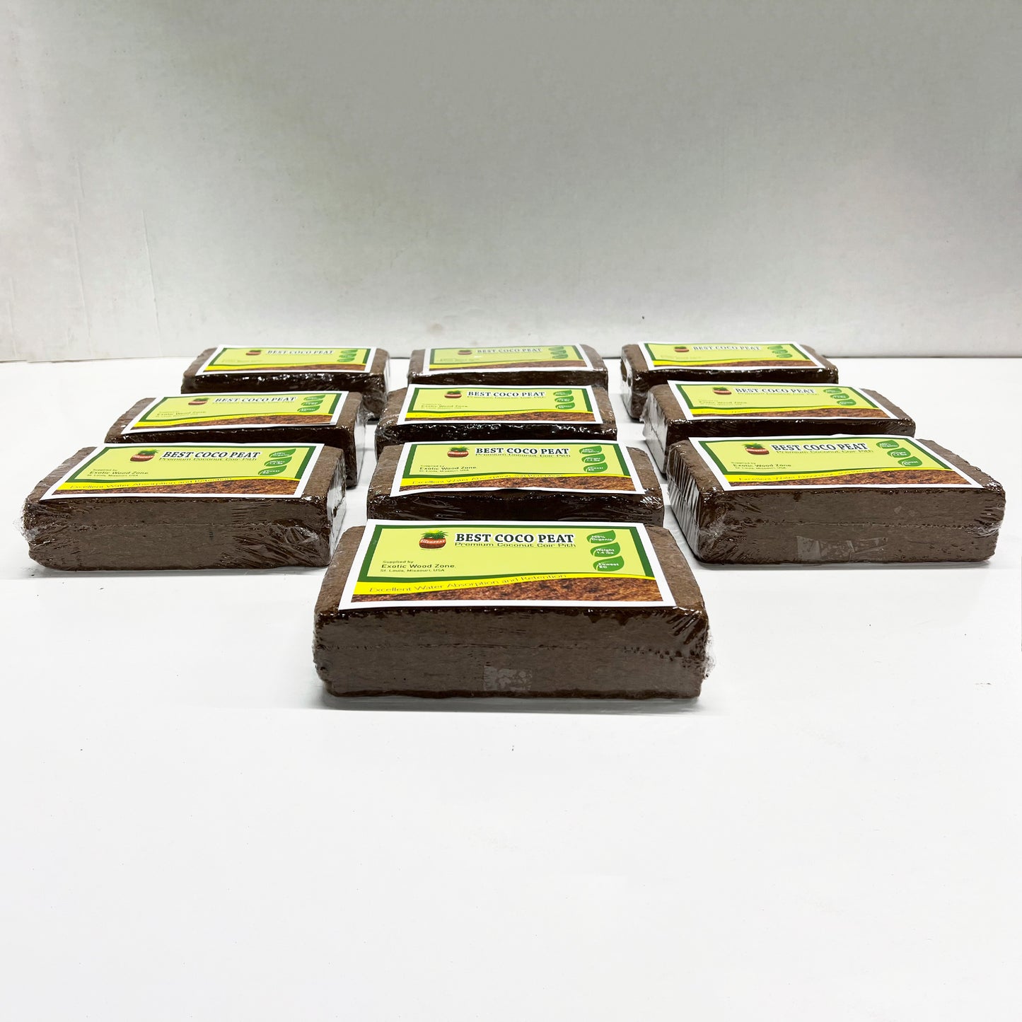 10 Bricks Pack, Best Coco Peat-Premium Coir Pith , 650g/1.4 Lbs, Lowest EC & Ph Value